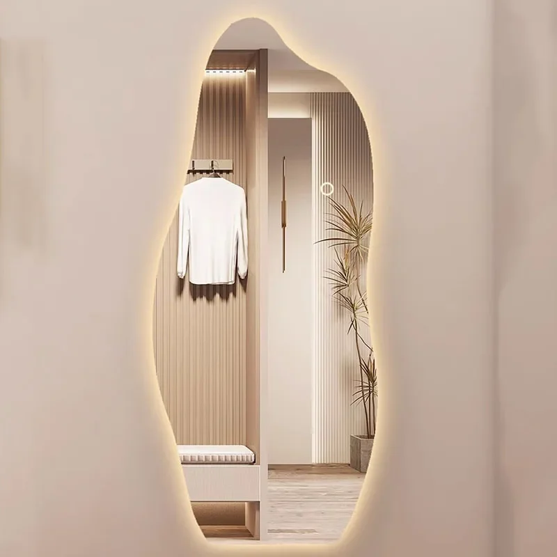 Quality Girls Decorative Mirrors Light Irregular Hallway Wall Mirror Bathroom Large Espejo Cuerpo Entero Home Decoration