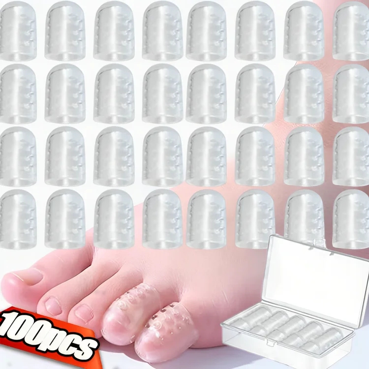 100PCS Transparent Breathable Toe Covers Silicone Prevents Blisters Toes Tube Elasticity Anti-Friction Foot Care Toes Protectors