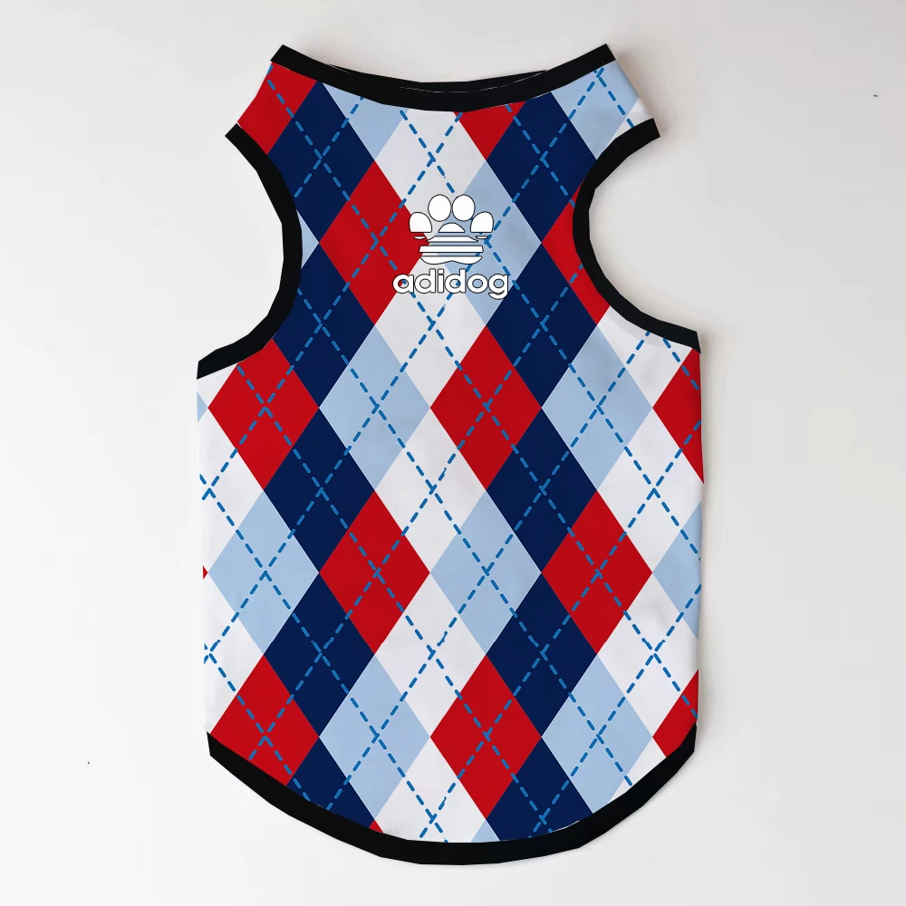 Checkerboard Print Pet Clothing Simple and atmospheric mesh pullover for large and medium-sized dogs Casual sleeveless pet T