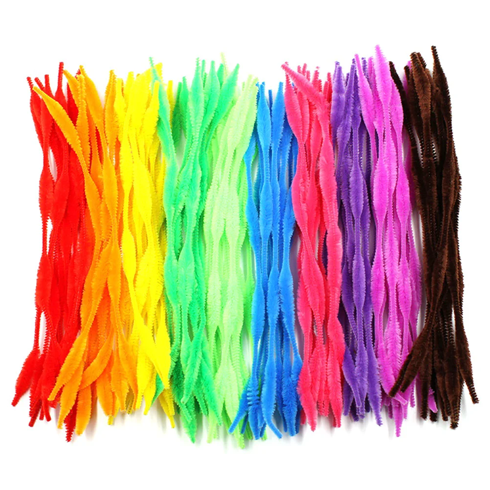 200Pcs Pipe Cleaner Colorful Chenille Stems Bendable Rods Wave Kids Educational for DIY Craft School Project Party ( Assorted