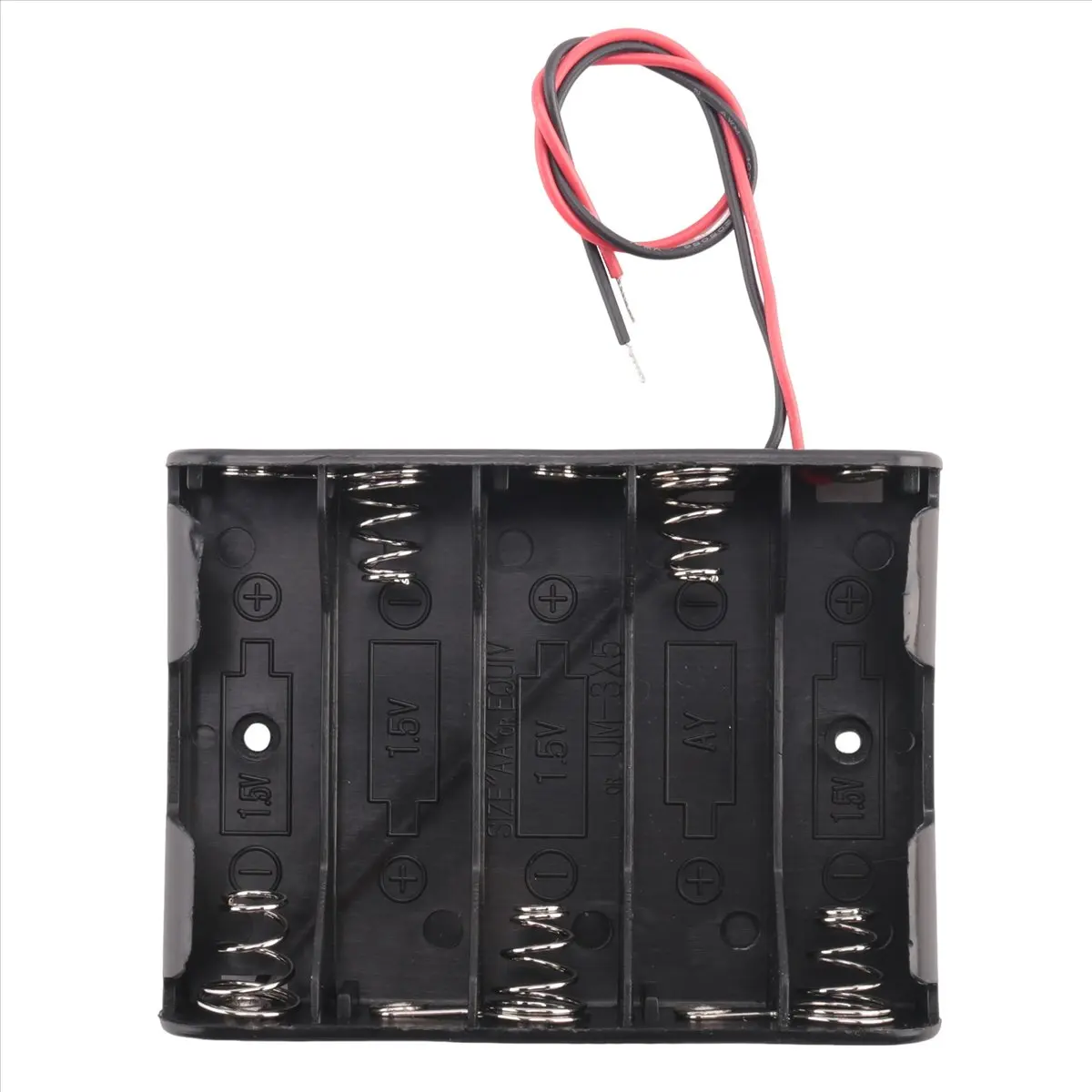 TCE 5 x 1.5V AA Battery Slot Holder Case Box Wire Black