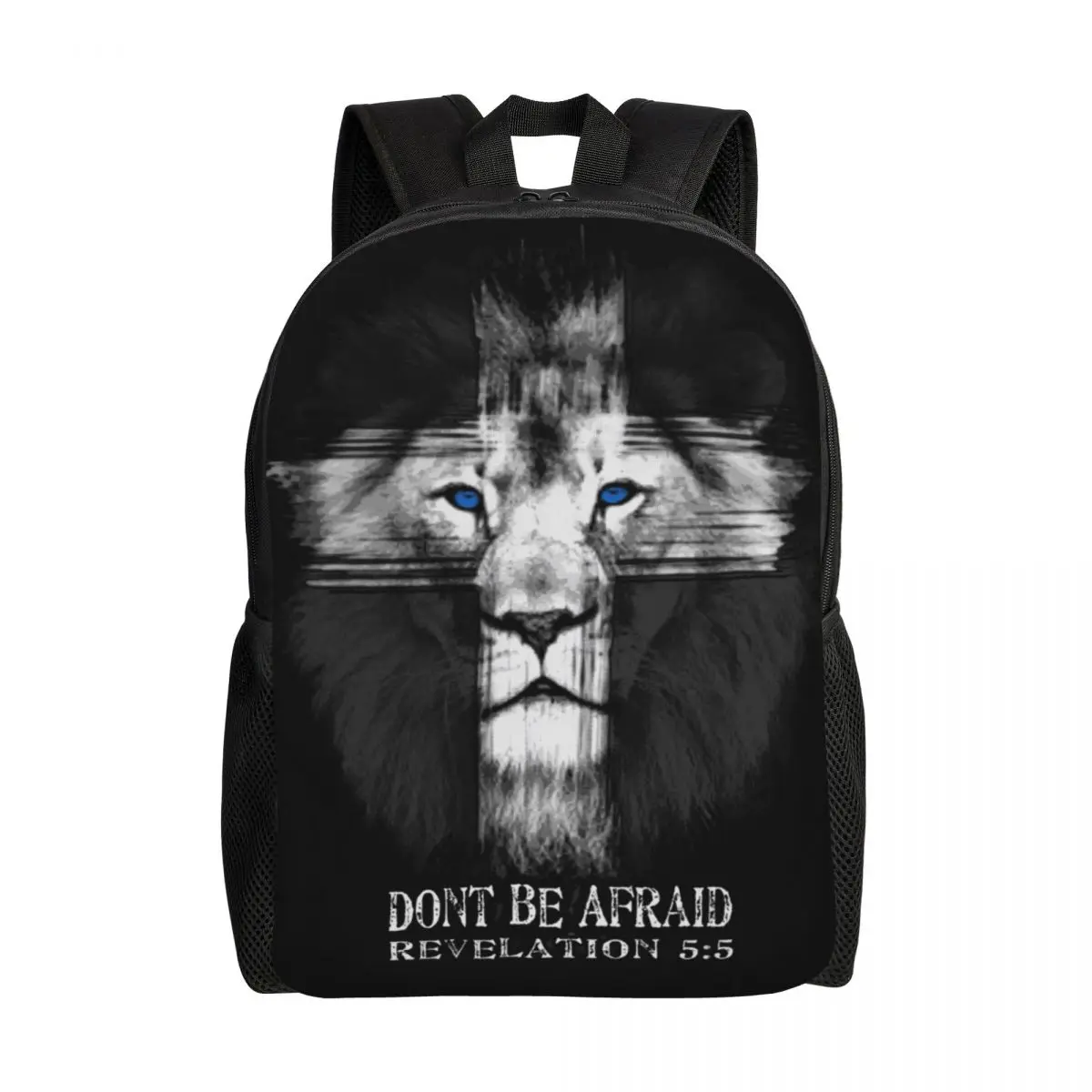 Customized Cool Lion Of Judah Jesus Cross Backpack Women Men Water Resistant College School Christian Faith Bag Printing Bookbag