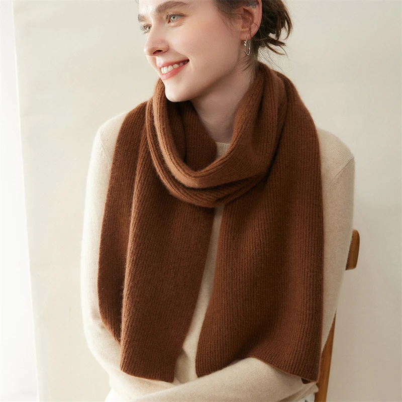 A-Class 100% Pure Goat Cashmere Scarf Warm Knitted Autumn Winter Solid Color Neck Protection for Men And Women Universal Scarf