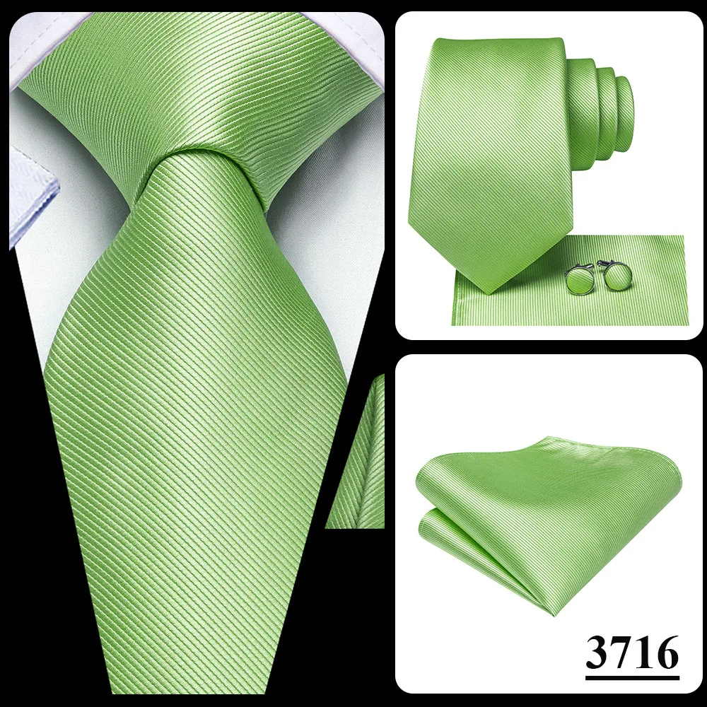 Herrenmode Einfarbiges Grün-Blaues Krawatten-, Taschentuch- und Manschettenknopf-Set für Smoking-Accessoires Klassische Luxus-Seidenkrawatte als Geschenk für Männer – Detail 18
