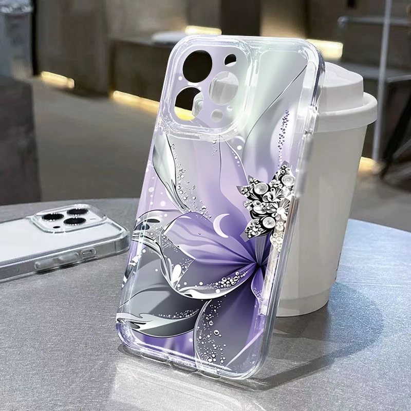 Blumenmuster Bemalte Transparente Kreative Handyhülle für Xiaomi 17 Pro Max 15 14 13 12 Pro 15 14 ULTRA 15 14 13 T Stoßfeste Hülle – Detail 2