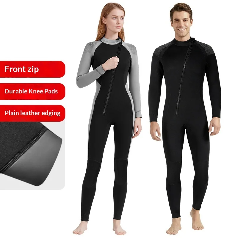 3MM Neoprene Wetsuit Full Body Front Zip Diving Suit for Men Women Thermal Keep Warm Surfing Snorkeling Swimming Scuba Dive Suit