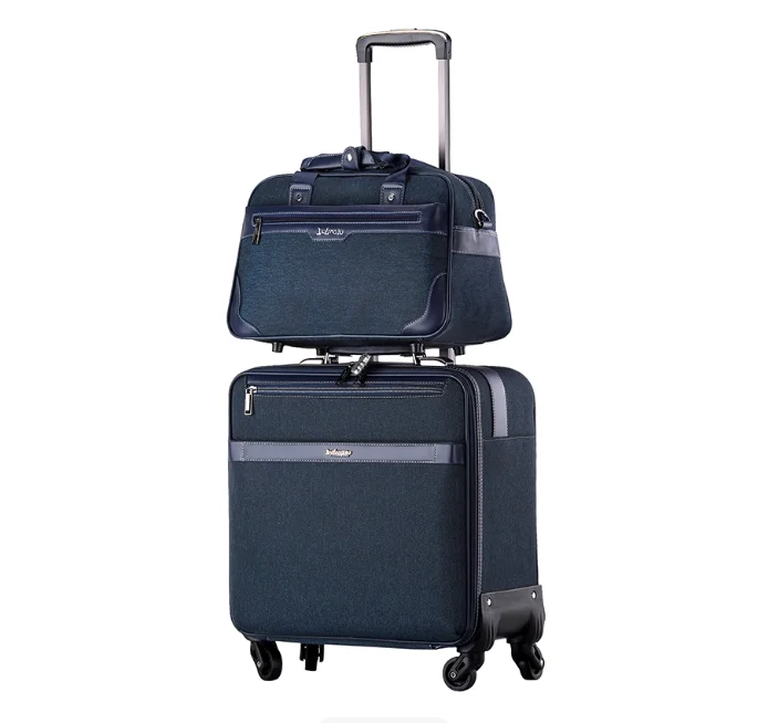 Men 18 Inch Business Carryon Rolling Luggage Bag Travel Trolley Bags Suitcase Set Men PU leather Rolling Luggage Suitcases Set
