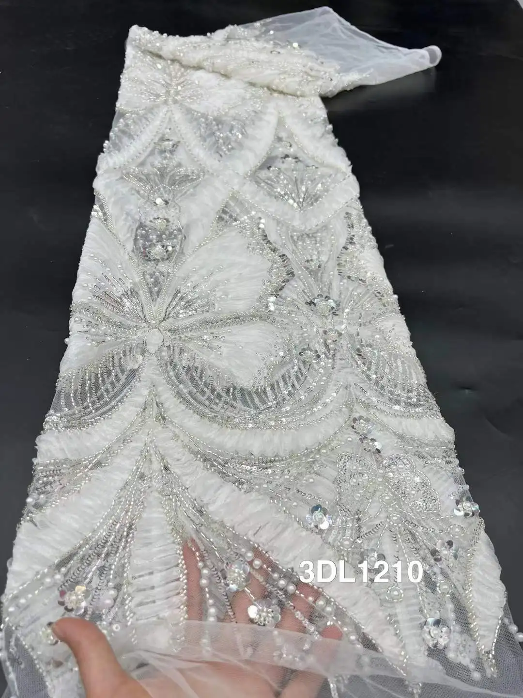 2025 الأفريقي الفرنسي النيجيري الراقية تول أقمشة الدانتيل مع الخرز الترتر شبكة للتطريز حفل زفاف العروس الخياطة فستان