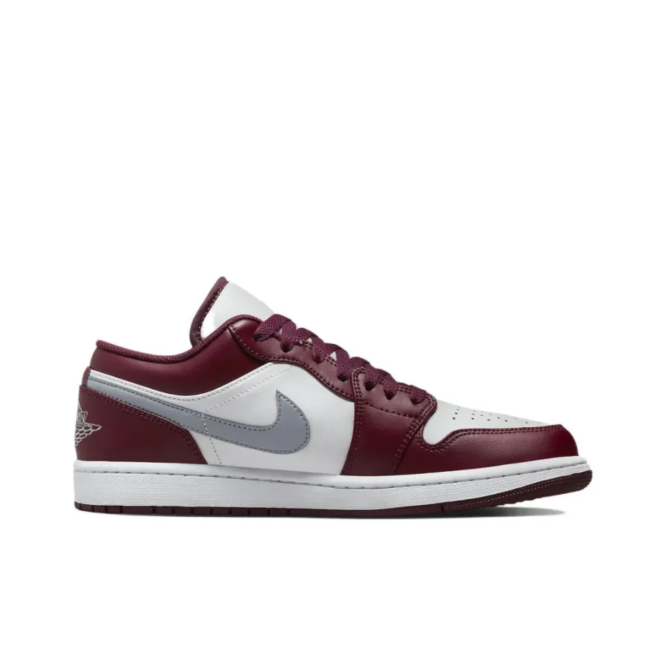Nike Air Jordan 1 Retro Low White Bordeaux Basketball Shoes For Men Women Fashion Outdoor Casual Sport Sneakers 553558-615