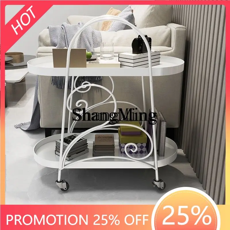 

SM luxury Internet celebrity wrought iron snacks storage rack small table small apartment with wheel trolley manicure