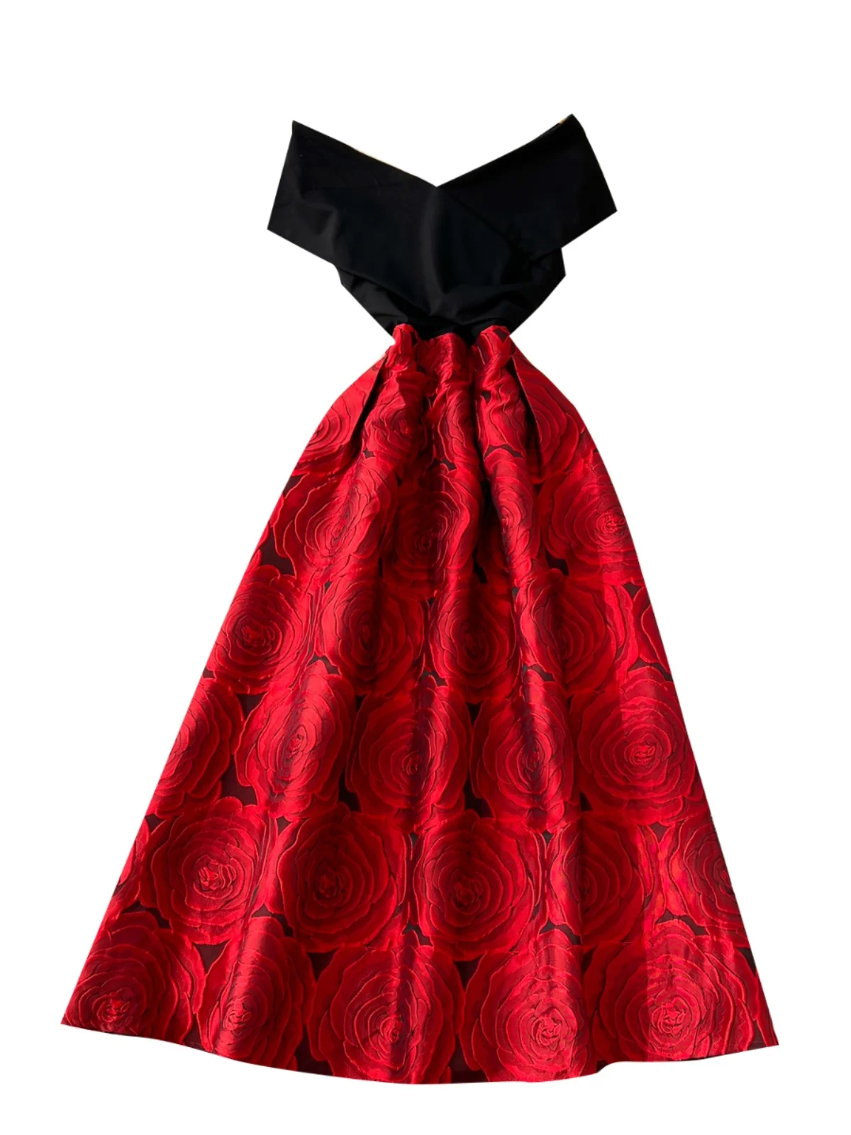 กระโปรงทรงเอเอวสูง Ele รุ่น Dr สำหรับผู้หญิง คอลเลคชั่นใหม่ปี 2025 แบบไหล่เดียว แต่งผ้าปะติดปะต่อ ช่วยให้ดูผอมลง ลายปักดอกไม้ กระโปรงทรงเต็มตัว สไตล์เกาหลี