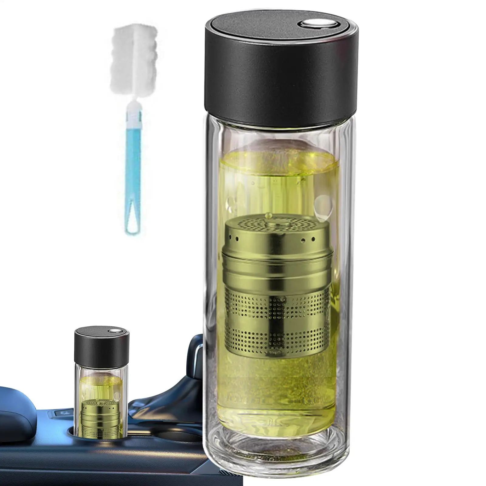 

Glass Tea Bottle Glass Tea Infuser Bottle 400ml High Temperature Resistant Drinkware With Magnetic Lid Double-Layer Water Cup