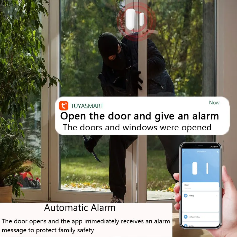 Home Smart Tuya WiFi Door Sensor  Alarm Window Open Closed Detectors Window Sensor Smartlife APP Work With Google Home Alexa