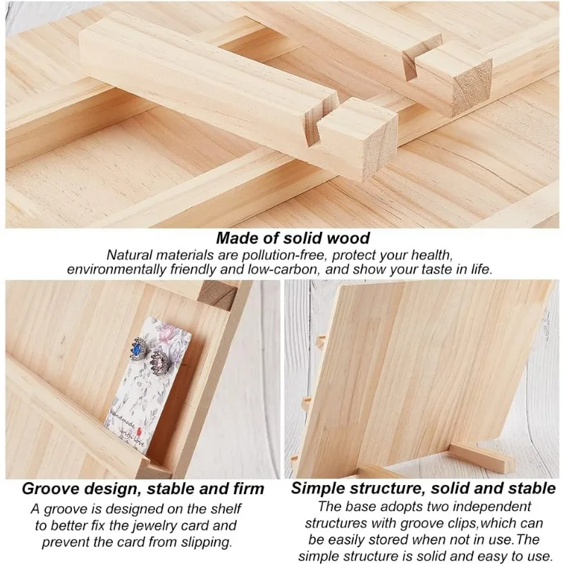 1Set Wood Earring Display Stands 3 Layers Jewelry Earring Display Holder Wood Earring Card Holder Photos Business Card Holder