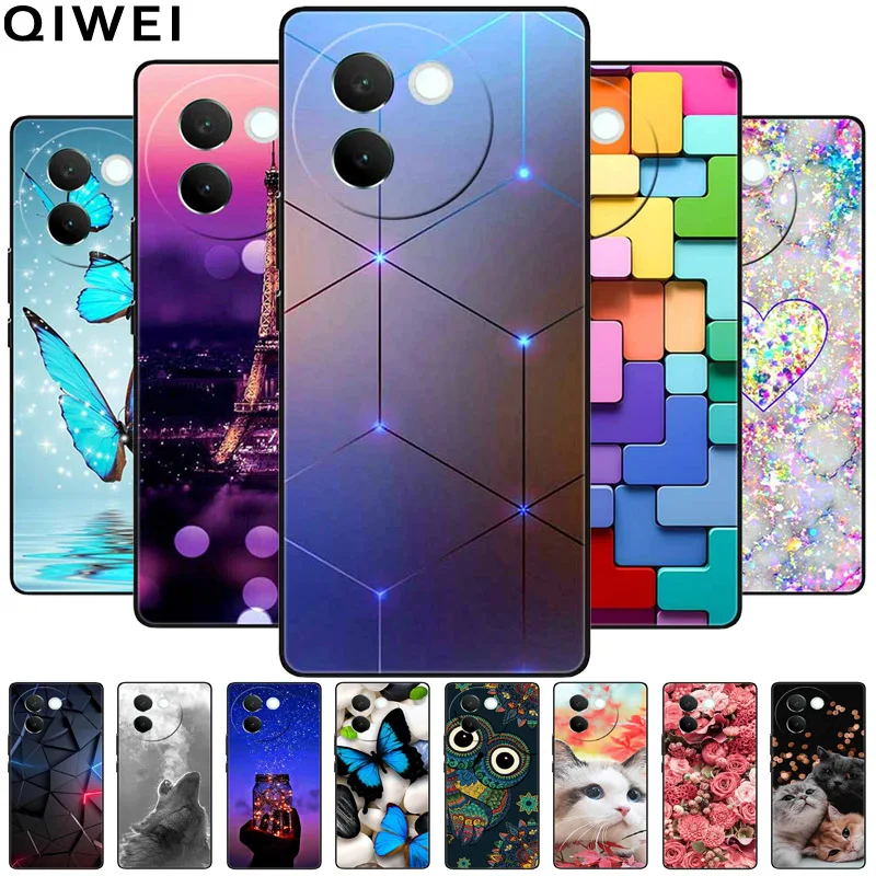 For Vivo V30e 5G Case V 30e Cute Cartoon Painted TPU Silicone Luxury Phone Cases On for Vivo V30e 5G Shockproof Soft Cover Funda