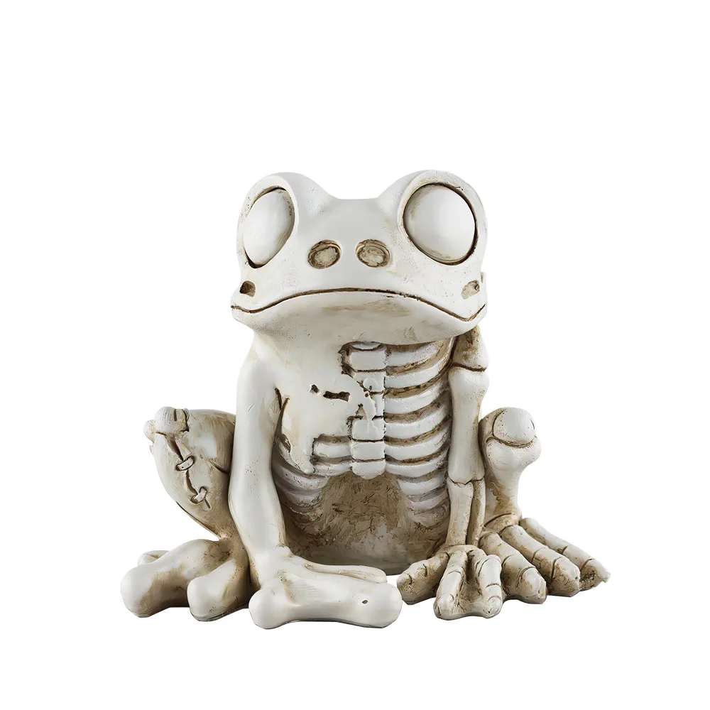 Ghostly Garden Ornaments Halloween Skull Frog Sculpture Realistic Frog Skeleton Statue for Halloween Yard Decorations for Home