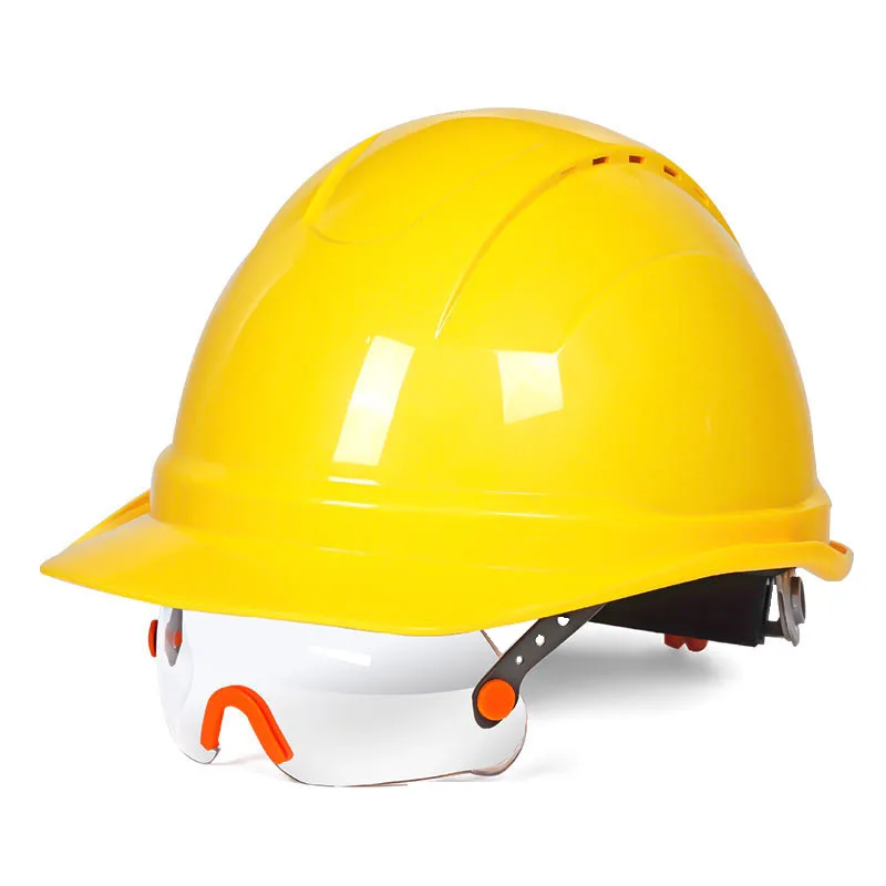 

Строительный защитный шлем с очками Каска Альпинизм Верхование Защитная работа на открытом воздухе Спасательная рабочая кепка из АБС-пластика