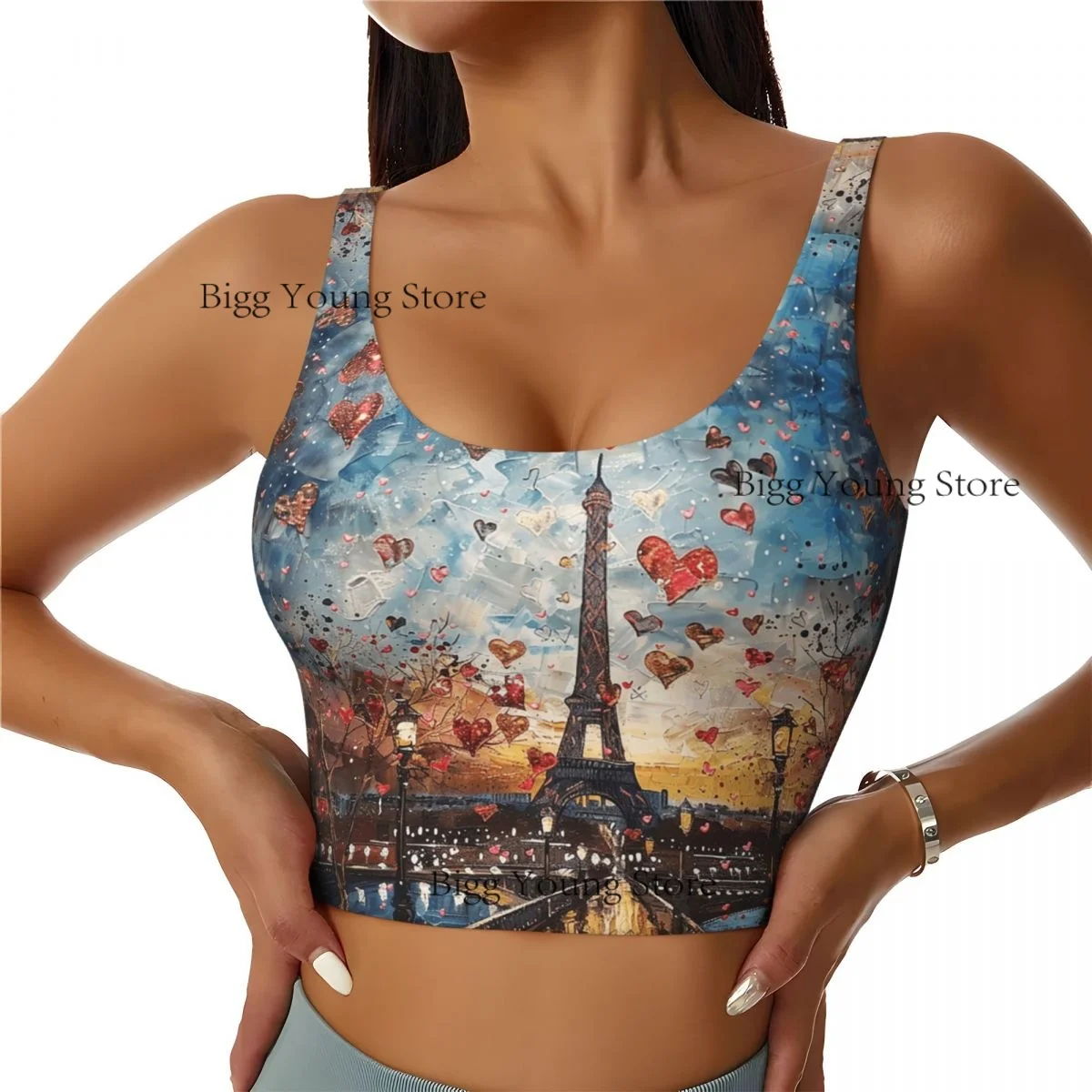 Yoga Vest Women Gym Sports Crop Tops Painting Streetwear Workout Breathable Tank Top Female
