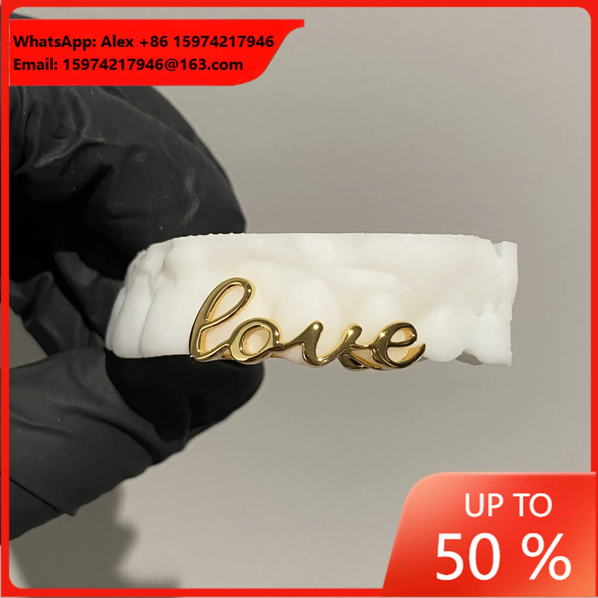 Gold-plated LOVE Grill Top 3 European And American Cross-border Hot-selling Grillz