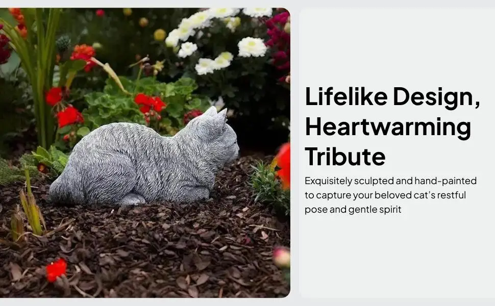 Sleeping Cat Sculpture Outdoor Cat Statue Gift Pet Outsides Balcony Unique Lawn