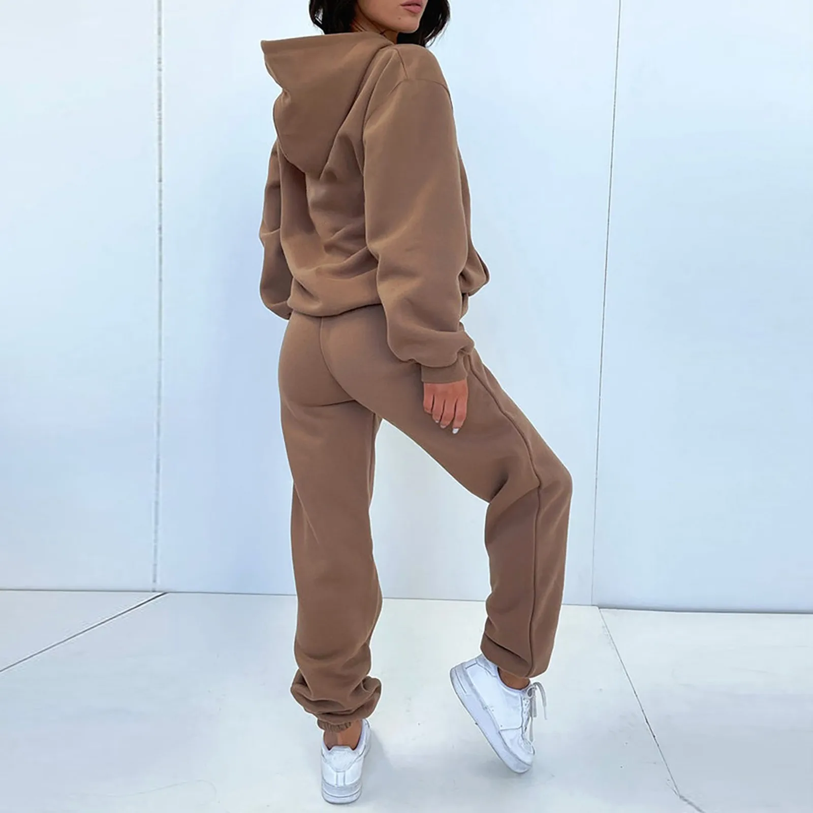 Completo da donna elegante tinta unita in due pezzi pullover caldo oversize e pantalone lungo tuta sportiva autunno inverno tuta 2023