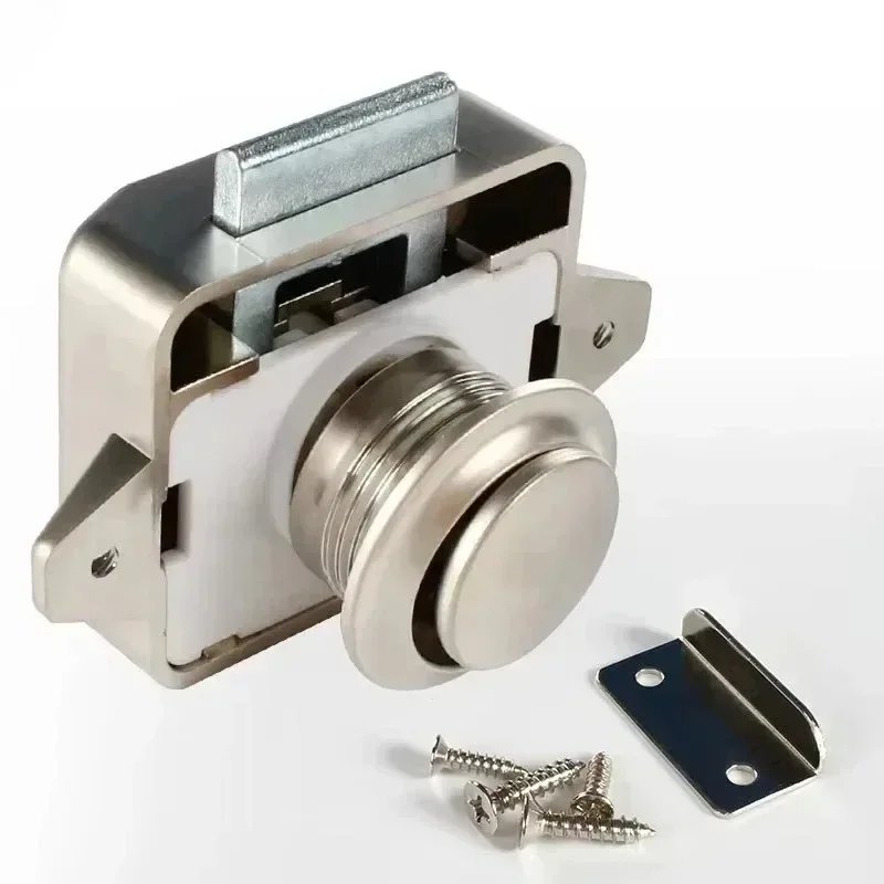 26MM RV Pushbutton Lock with Screws,handle Button,Door Lock Cabinet Push Locks for Camper Caravan Boat Door Thickness15-18mm