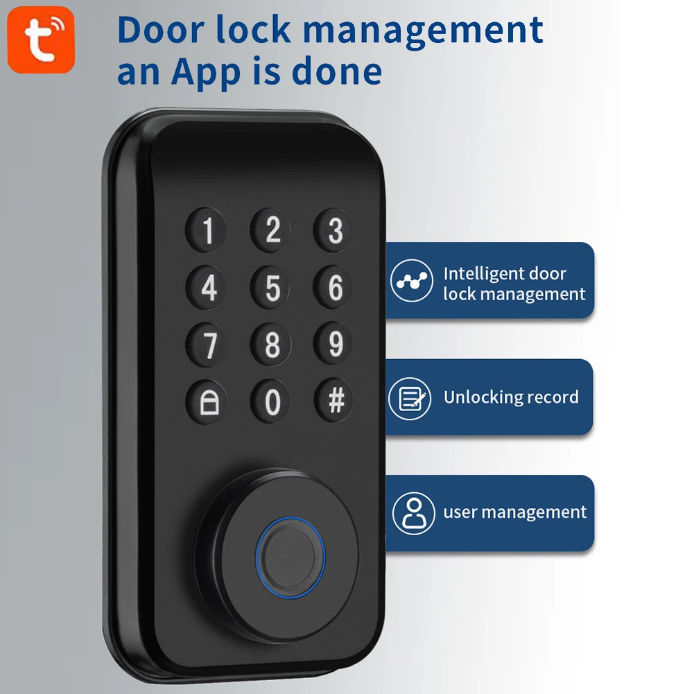 Smart Deadbolt Locks Waterpoof Electronic Deadbolt with Tuya Bluetooth-Compatible App Door Lock with Keypad for Home Apartment