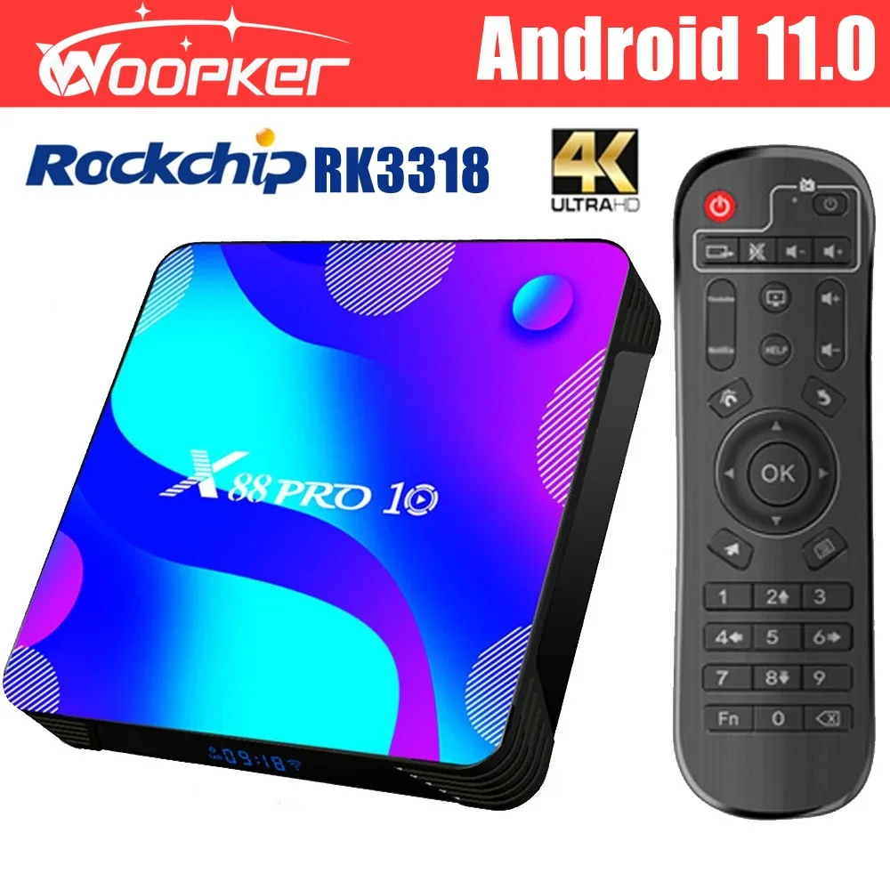 

Woopker X88 PRO 10 Android 11 TV Box Rockchip RK3318 2.4G/5G Dual Wifi 3D HD BT4.0 4K Media Player Fast Speed Smart Set Top BOX