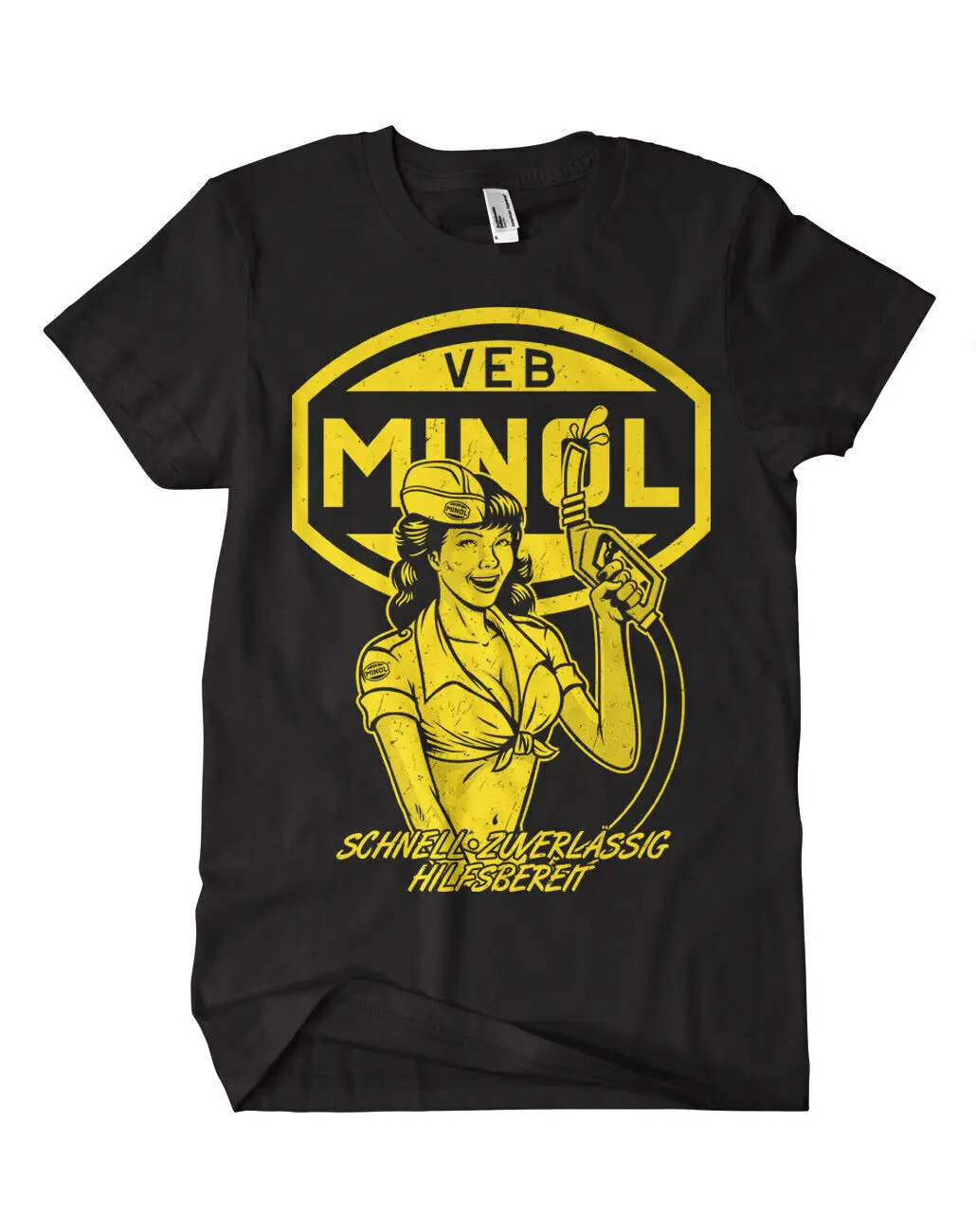 Minol Pin Up T Shirt S50 S51 DDR Pirol Moped IFA VEB Simson Trabant Bossi