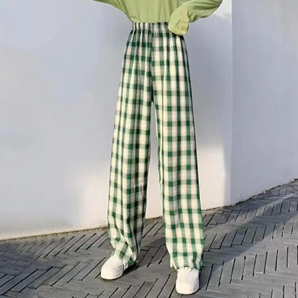 

Women's Casual Pants Elastic Waistband Plaid Drawstring Pants Ladies Plaid Print Woman Trousers Штаны Женский Штаны Женские