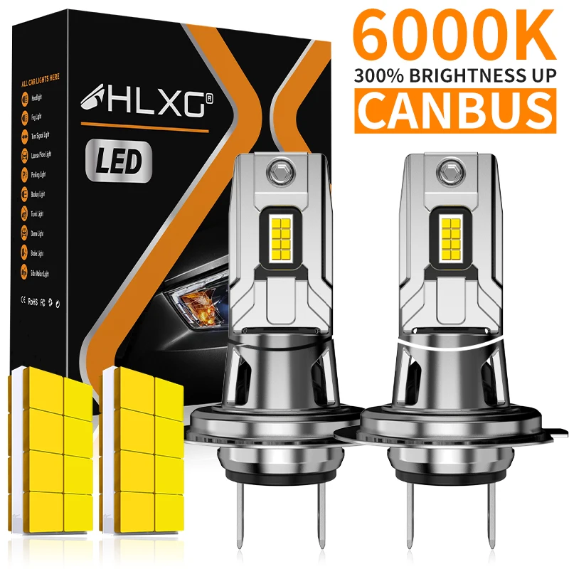 

HLXG H7 LED Headlight Canbus No Error Mini Wireless 7530 CSP Chips 1:1 Size 12V Mini Diode Plug&Play Turbo Car Headlamp 6000K