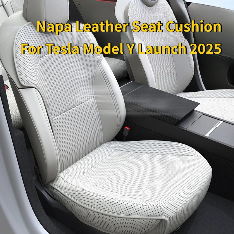 

Seat Cushions for Tesla Model Y Juniper 2025 Seat Protection Pad Nappa Leather Breathable Ventilated Car Interior Accessories