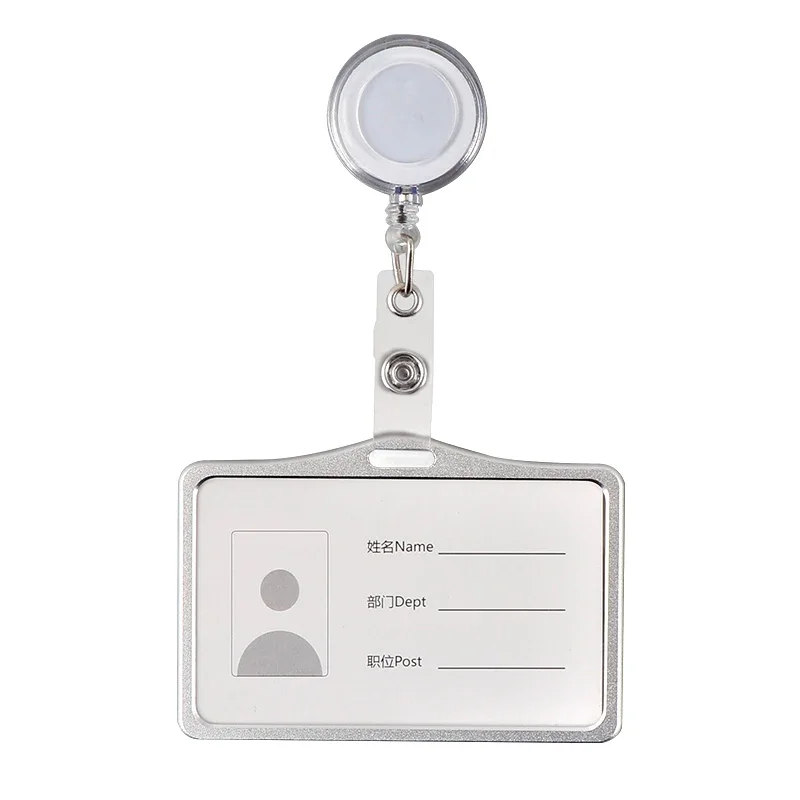 Metal Badge Work Card Holder with Retractable Clip Working Permit Cover Badge Holder Reel ID Tag Pass Work Card Sleeve Case