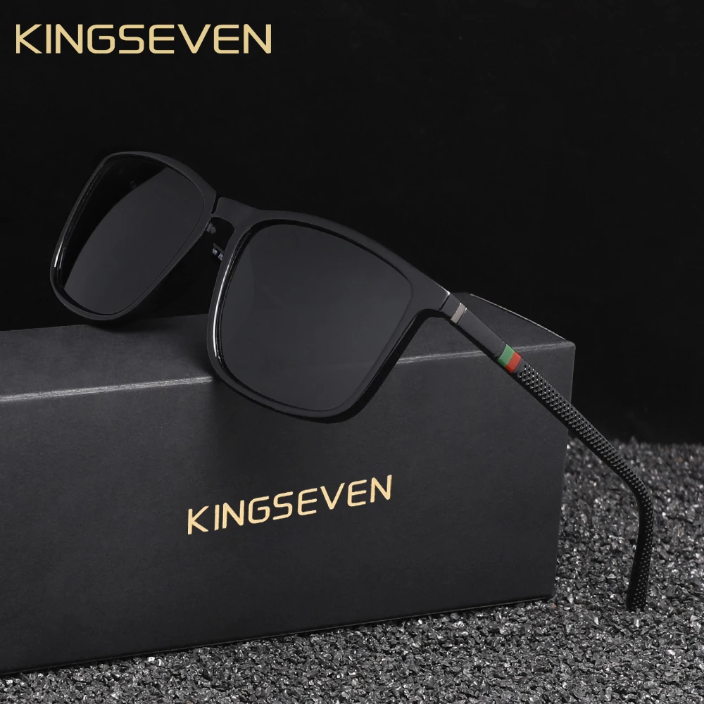 KINGSEVEN Large Frame Sunglasses Men/Women Polarized UV400 Lens Causal Glasses Vintage Rectangle Fishing Driving Outdoor Eyewear