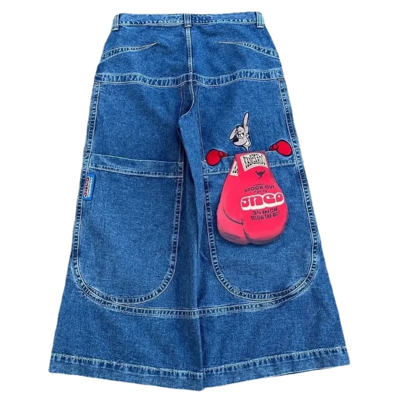 Одежда JNCO, мешковатые джинсы Y2K, винтажная уличная одежда с вышивкой в стиле Харадзюку, модные широкие джинсы с высокой талией для мужчин и женщин