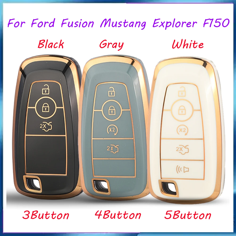 Jingyuqin New TPU Car Key Case Cover For Ford Fusion Mustang Explorer F150 F250 F350 EcoSport Edge S-MAX Ranger Lincoln Mondeo