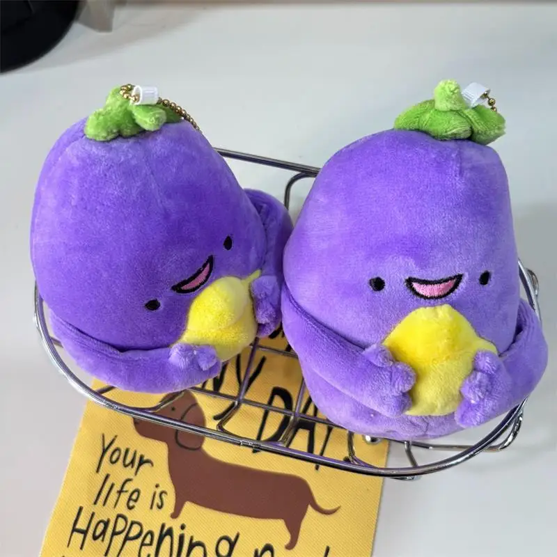 1/2 PCS Kreative Nette Aubergine Plüsch Puppe Stofftiere Schlüsselbund Anhänger Girly Tasche Charms Rucksack Ornamente Ragdoll Geschenk Schlüsselring