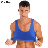 Camiseta sin mangas recortada brillante para hombre y adulto, chaleco con corsé sin mangas de Color sólido, Tops, traje de baño, Sujetador deportivo para culturismo, camiseta, ropa de dormir