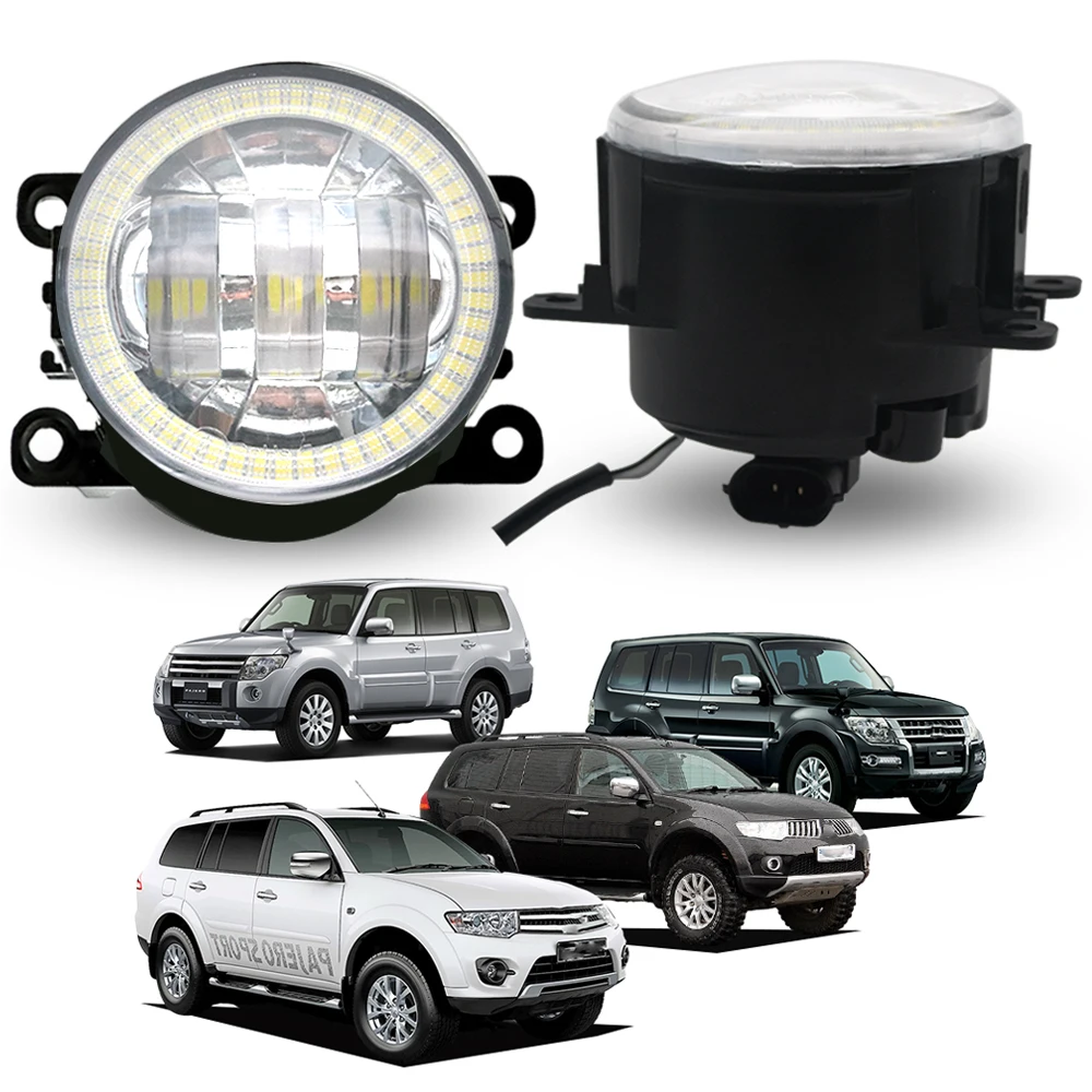 Pair LED Fog Lights for Mitsubishi Pajero IV Montero Shogun/ Pajero Sport II Challenger with Lens Angel Eyes DRL Driving Lamp