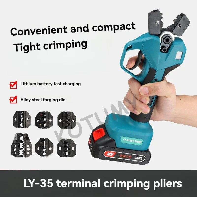 Lithium Battery Terminal Crimping Machine Bare/Insulating/Tubular Terminal Crimper Tools 6PCS Dies Jaws Wire Crimping
