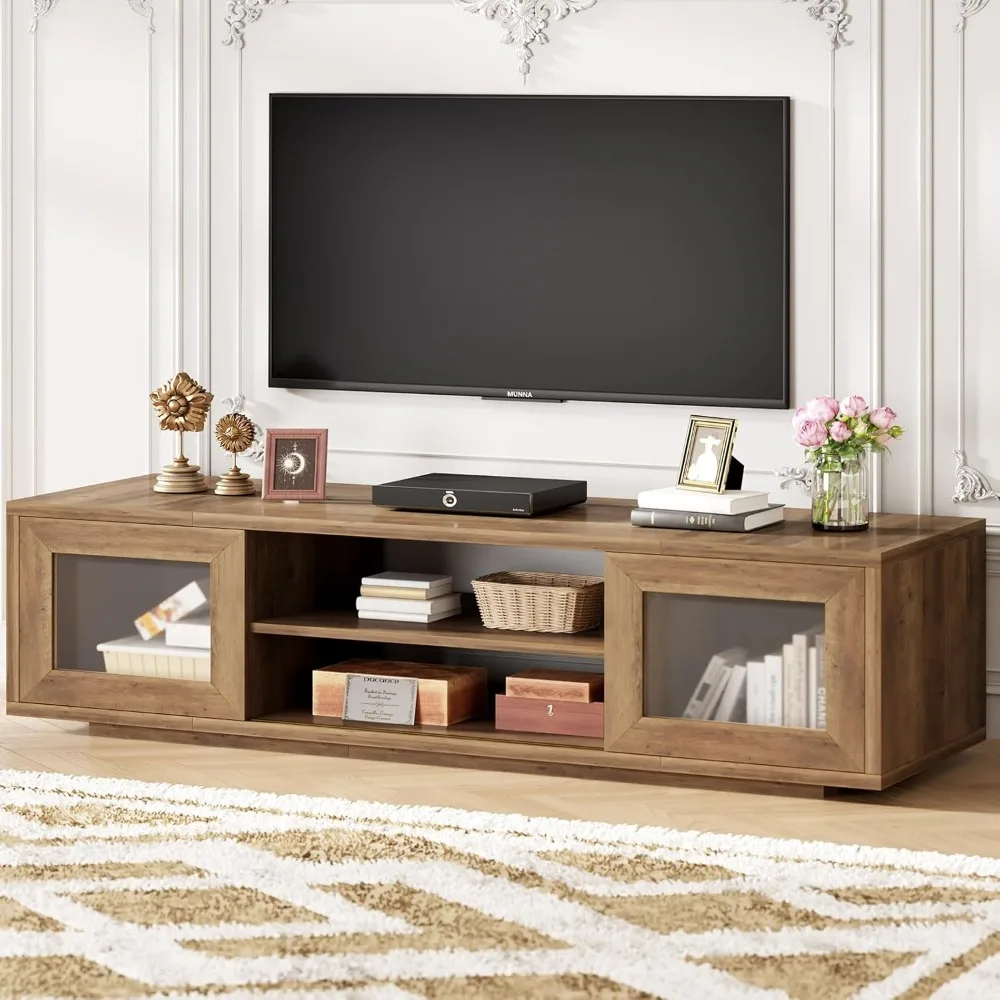 

55 TV Stand for TVs up to 60 Inch, Entertainment Center with Sliding Doors and Under TV Storage Cabinet, Modern TV Media Cons