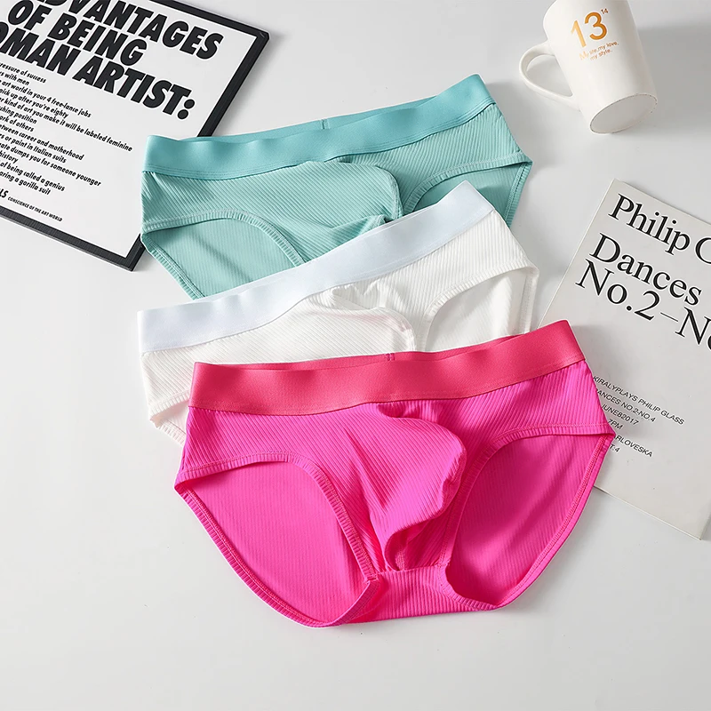 الحرير الجليد مثير الملابس الداخلية الرجال سلس تنفس U الانتفاخ الحقيبة سراويل الذكور بلون منتصف الخصر التجفيف السريع السروال Cuecas