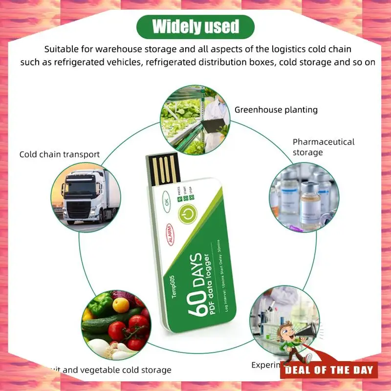 24-Hour Delivery 60 Days USB Temperature Data Logger -30 ℃-+60 ℃ Report With App IP67 Disposable High-Precision Recorder With Wa