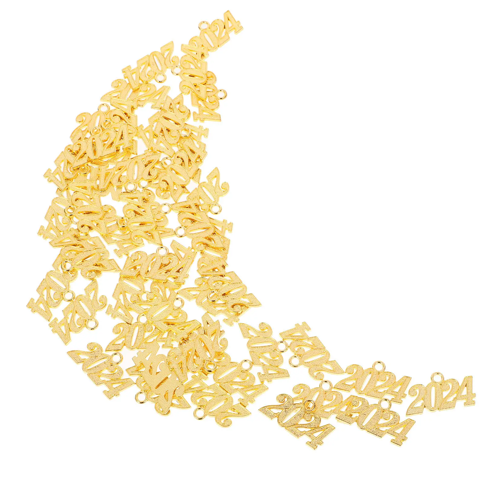 

50Pcs Alloy 2024 Number Pendant Charms Eye-Catching Color for DIY Jewelry Making Necklace Bracelet New Year Craft Supplies