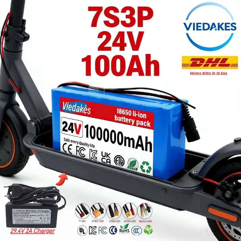 

Best-Selling 24V 7S3P 18650 Lithium Battery 100Ah Rechargeable Stable Output Power Source for Electric Scooters High Performance
