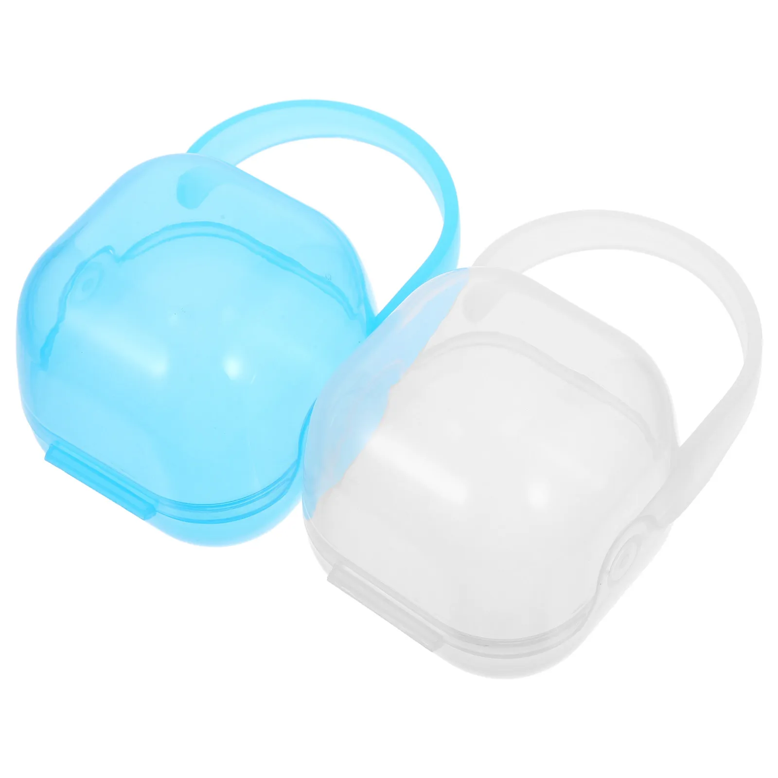 

2 шт. футляра для сосок, портативный дорожный контейнер для детских сосок, прочный материал из полипропилена, гладкие края, легко чистится, надежная защита.