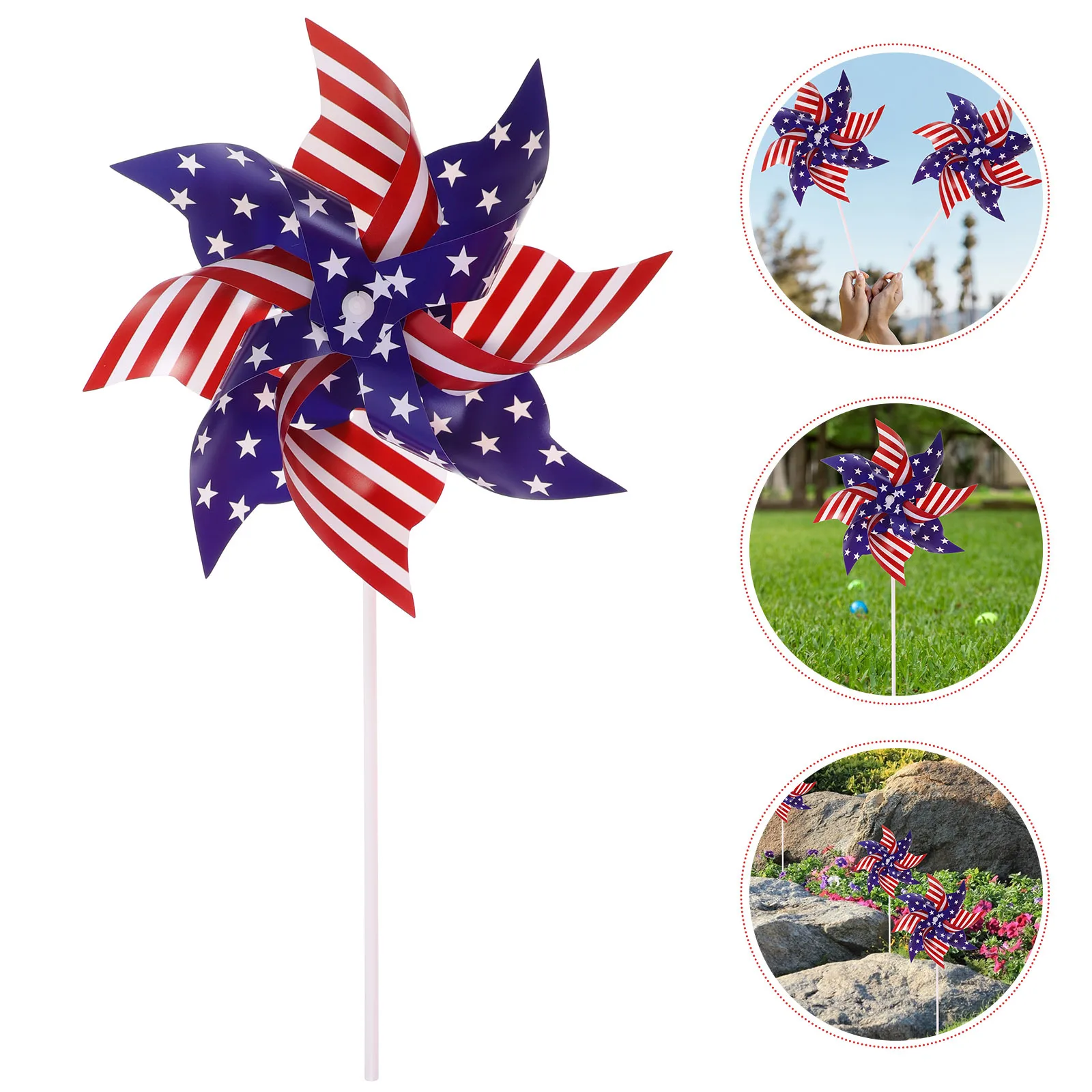 12Pcs Patriotic Wind Outdoor Garden Windmill Decor for Memorial Day Rotating Pinwheel Yard Decoration