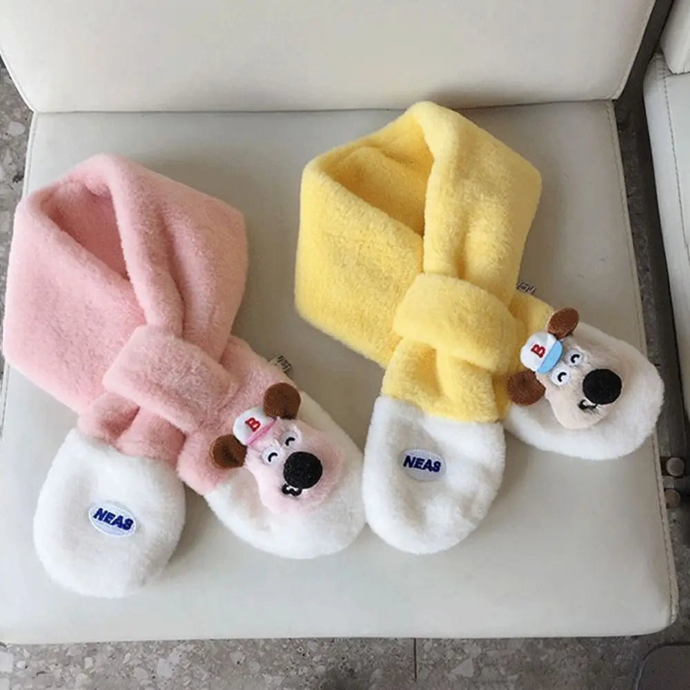 Fashion Kids Fur Collar Scarf Keep Warm Thicken Boys Girls Knitting Scarf Windproof Cartoon Winter Scarves Autumn Winter