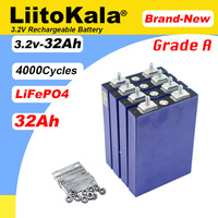 LiitoKala 3.2V 32Ah battery pack LiFePO4 phosphate 32000mAh for 4S 12V 24V Motorcycle Car motor batteries modification Stud