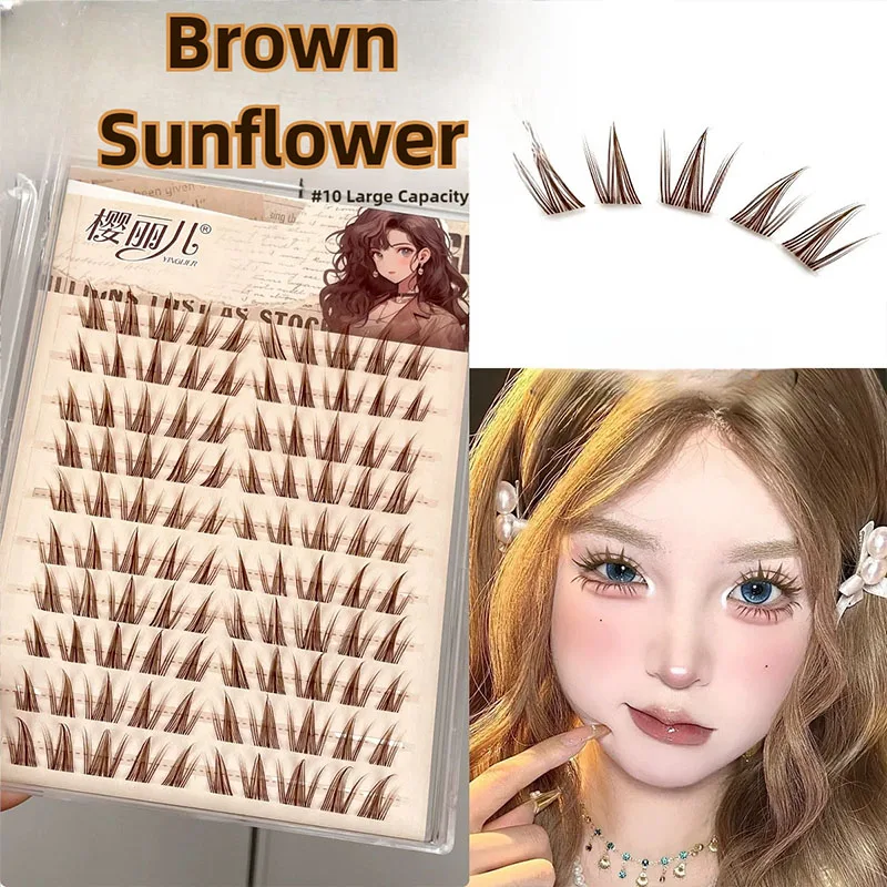 Brown Sunflower False Eyelash Natural Manga Individual False Eyelashes Anime Eyelash Large Capacity Soft Eyelash Makeup Korea